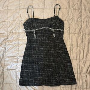 NEW With tags! Lush Tweed Mini dress black with silver embellishments